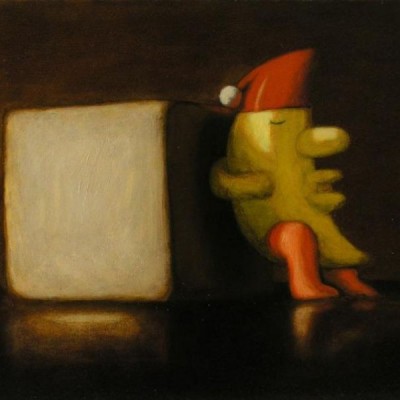 Wolfgang Leidhold, Banana Moon sleeping / Bananenmond schlafend, Egg-tempera & oil on canvas - 23,6 x 31,5 inches - 2005 Tempera & Öl auf Leinwand - 60 x 80cm - 2005