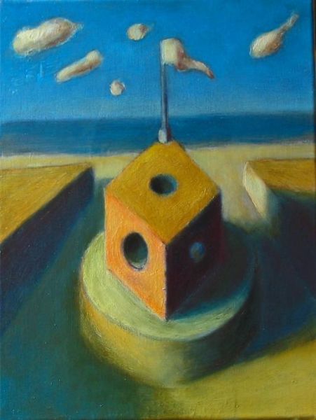 Wolfgang Leidhold, The Outlook / Wachturm, Egg-tempera & oil on canvas - 15,7 x 11,8 inches - 2003 Tempera & Öl auf Leinwand - 40 x 30cm - 2003