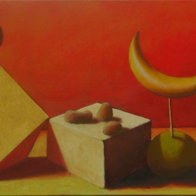 Wolfgang Leidhold, The First Temptation of Christ / Die erste Versuchung Christi, Egg-tempera & oil on canvas, 27,5 x 39,4 inches, 2007 Tempera, Öl auf Leinwand, 70 x 100 cm, 2007