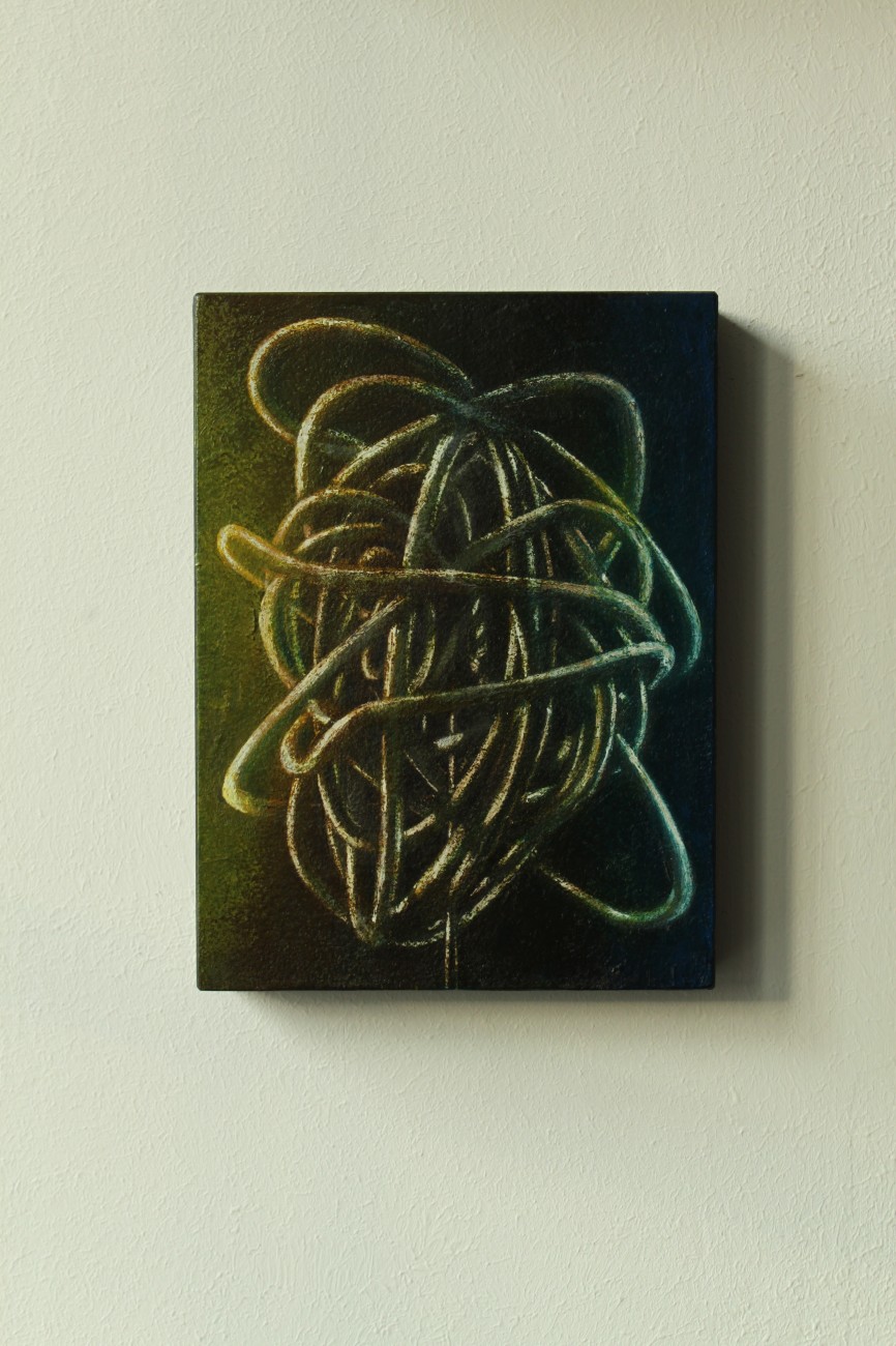 Wolfgang Leidhold, Small Knot No. 11 - Acrylic, egg-tempera & oil on paper mounted on panel, 7,9 x 5,9 inches, 2013 -privat collection- Acryl, Tempera & Öl auf Papier/Tafel, 20 x 15 cm, 2013 -Privatsammlung-