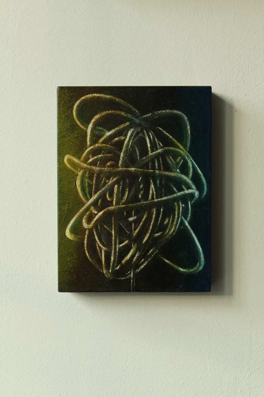 Wolfgang Leidhold, Small Knot No. 11 - Acrylic, egg-tempera & oil on paper mounted on panel, 7,9 x 5,9 inches, 2013 -privat collection- Acryl, Tempera & Öl auf Papier/Tafel, 20 x 15 cm, 2013 -Privatsammlung-