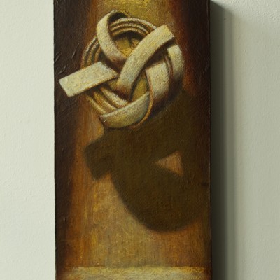 Wolfgang Leidhold, Small Knot No. 15 (Triptych LeftI - Acrylic, egg-tempera & oil on paper mounted on panel, 11,8 x 5,9 inches, 2014 Acryl, Tempera & Öl auf Papier/Tafel, 30 x 15 cm, 2014