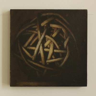 Wolfgang Leidhold, Small Knot No. 19 - Acrylic, egg-tempera & oil on paper mounted on panel, 5,9 x 5,9 inches, 2014 Acryl, Tempera & Öl auf Papier/Tafel, 15 x 15 cm, 2014