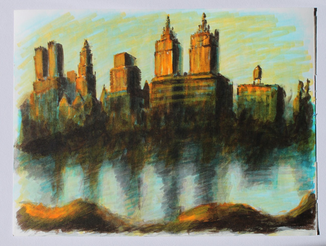 Wolfgang Leidhold, View from Central Park (watercolor on paper) 9,5 x 13 inches, 2013 View from Central Park (Wasserfarben auf Papier) 23 x 33 cm, 2013